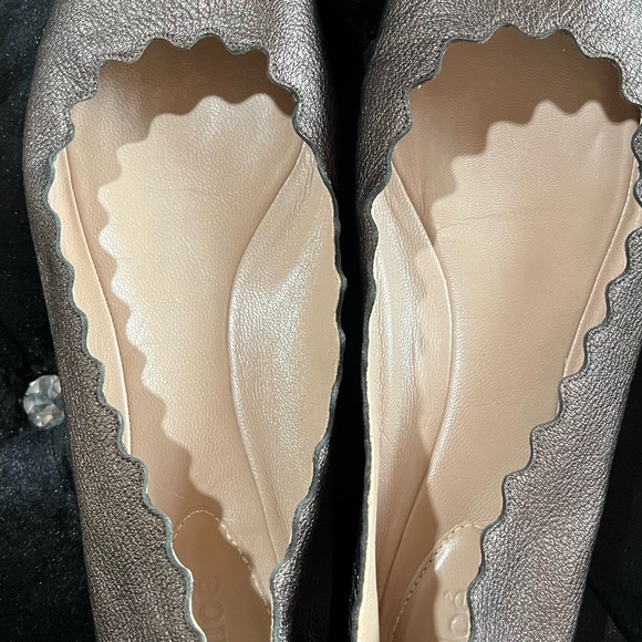 Chloe Shimmering Silver Scalloped Flats - Picture 6 of 14